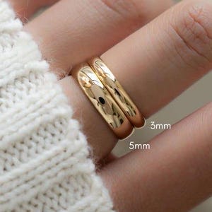14K Gold 3MM\ 5MM Wedding Band, Classic Dome Wedding Band, Promise Ring, Men and Women&#39;s Engraved Ring, Minimalist Jewelry, Stackable Band