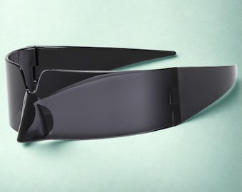 Futuristic Tech Sunglasses - Unique Mirrored Design - Anti-Blue Light - UV400 Protection - Trendy Glasses - Avant-Garde Look