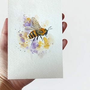 Original Watercolor Bumblebee Painting – Bees - Hand Painted Art - Unique Bee Illustration