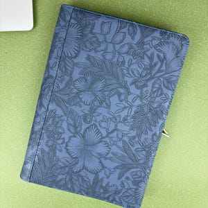 Embossed Leather Business Portfolio, Custom Padfolio with 3 Ring Binder, Legal Size Leather Folder, Premium Gifts, Anniversary Gift