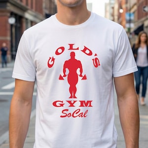 Golds Gym Muscle Joe T-Shirt Bodybuilding Fitness Shirt Men's