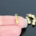Gold Pineapple Stripe Small Charm, Tiny Fruit Connectors, Earring Pendants, 2 pc, L718095