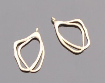 Smyckesdetaljer, Mattguld Multiline Teardrop Hoop-hänge, mellanslag, berlock, 2 st, B96152