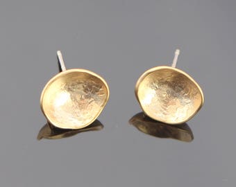 Wholesale Mini Gold Sterling Round Earring Post Findings, setting, connector, 2 pc, K18745