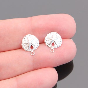 925 sterlingsilver, mattbeständig liten sanddollarörhängesbas, små lätta örhängestillverkningstillbehör, 1 st, HA78912