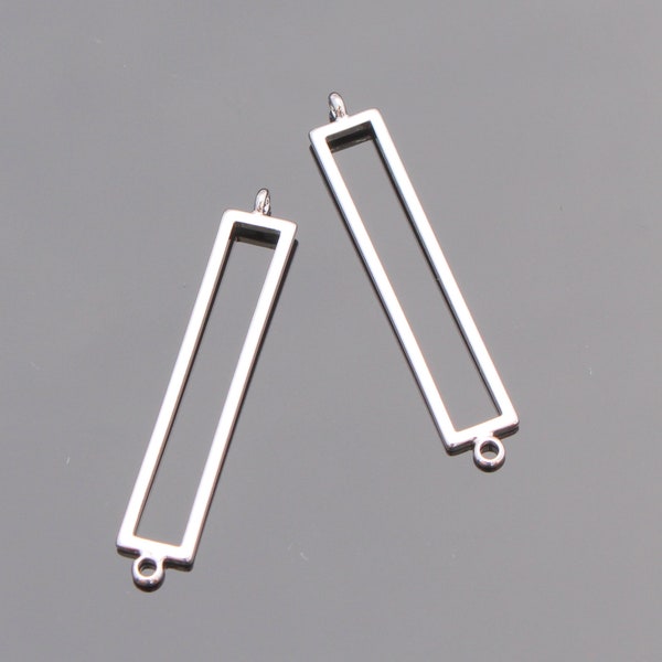 Rectangular Frame drop Earring pendants,Long connector with 2 loops, findings, 2 pc, S621705