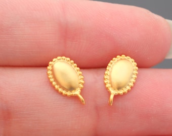 Wholesale Gold Small Round  Earring Post Findings, Small stud earrings, setting, connector, pendants, 2 pc,  S214081