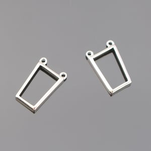 Sterling Silver Open Frame Rectangular pendants, bar connectors, findings, 1 pc, SC71184