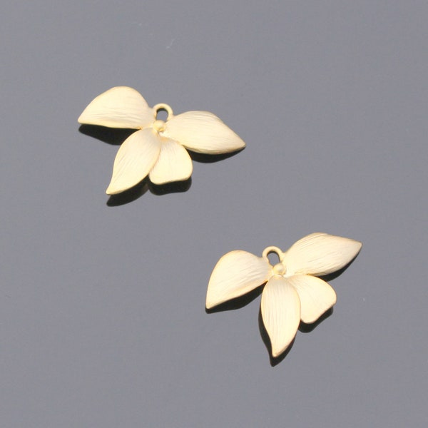 Wholesale Supplies Gold Orchid Flower Star Connector, Earring Findings, setting, connector, pendants 2 pc D69891