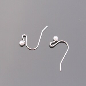 Wholesale Silver Pearl Setting Long Bar Earring Post Findings, Pearl Ear Hook, Earring Findings, 2 pc, W5967W