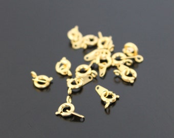 Matte Gold Small Round Lobster Clasp Tarnish resistant, 10 sets, B1475