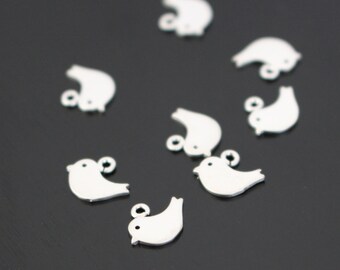 Argent mat résistant au ternissement Mini Chick Bird Charms, connecteurs, pendentifs, 4 pc L210325