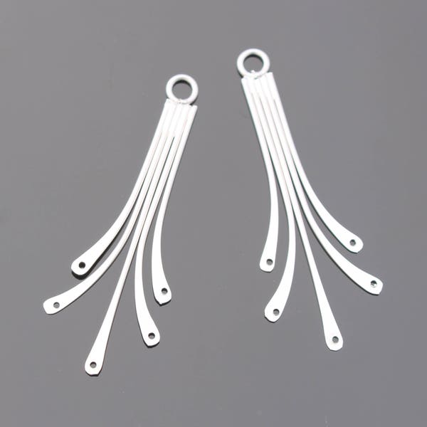 Silver Dangle Long Line Tassel Spiral Circle Sterling Silver Earrings post, 2 pc, U54642