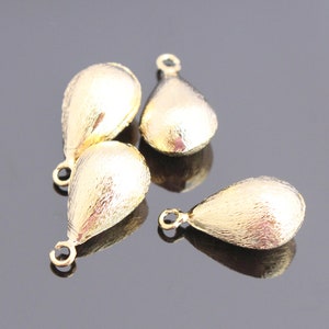 Jewelry findings, Brushed Gold teardrop Shape Dangle pendant, Drop Bead connector, charm, 2 pc, S56728