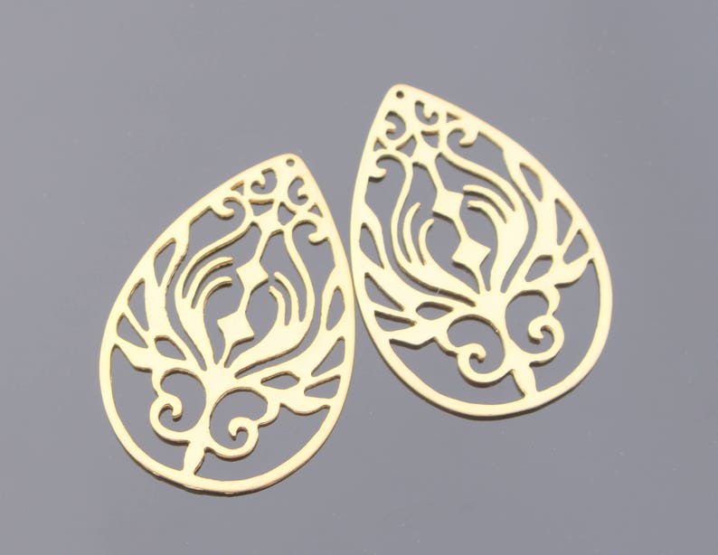 Jewelry findings connector Matte Gold Tarnish resistant Bubble Teardrop Hoop pendant charm PR72297