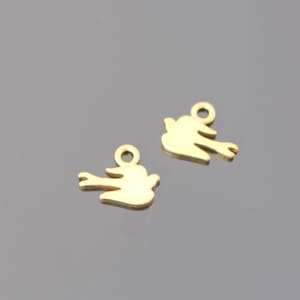 Matte Gold Small Sparrow Bird Connector, Pendant, Charm, 2 pc, KA611573