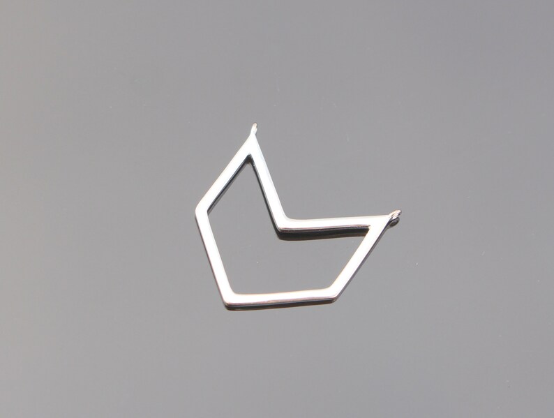 Triangle Charms Sterling Silver Chevron V shaped link connector pendants triangle Bead 1 pc connectors SC83644