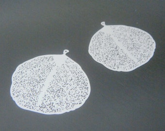 Matte Silver Detailed leaf filigree pendant, connector,  charm, 2 pc, S20121B