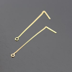 Gold Vermeil Ear Thread Earring Findings, Chain Earrings Ear wire, 1 pair, B85133