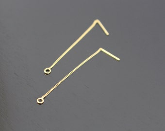 Gold Vermeil Ear Thread Earring Findings, Chain Earrings Ear wire, 1 pair, B85133