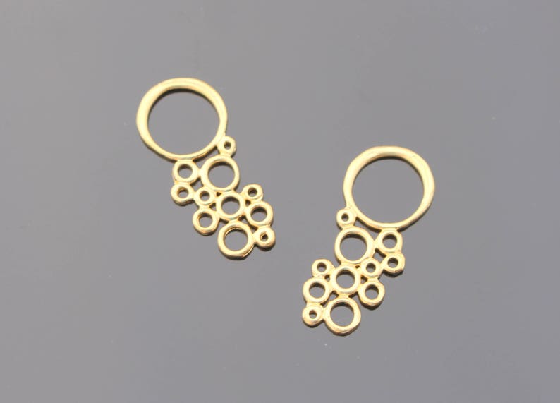 Matte Gold Multiple Circle Long Connector Pendants Earring Findings Charms 2 pc S515026