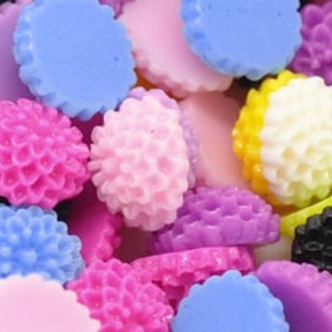 Mixed Resin Flower Embellishments Jewelry Making Findings, 10x5mm, 25 pc