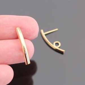 Earring Making Supplies, Gold Thin long Curved Bar Earrings, Vertical Bar Earrings, 2 pc, GM83662