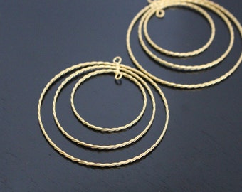 Sieraden bevindingen, mat goud grote kroonluchter ronde hoepel hanger, beweegbare triple connector charme, U618462