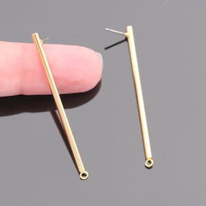 Glänsande guldfärgade långa smala örhängen med hänge, Bar Stud Elegant kopplingsörhängen, berlock, 2 st, S923503