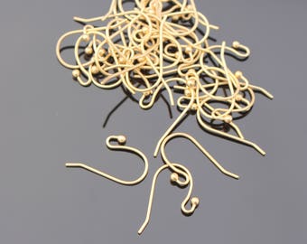 Matte Gold Fishhook Earwires Earring Findings, 5 pairs , B56367