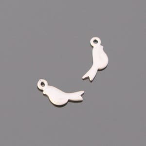 Matte Silver tarnish resistant Mini Chick Bird Charms, connectors, pendants, 2 pc, U210647