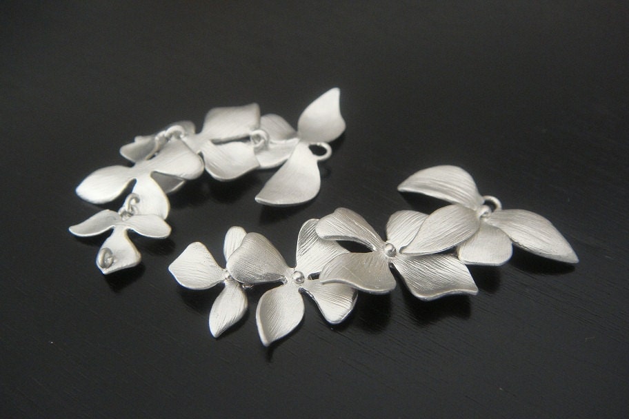 Wholesale Supplies Silver 4 Orchid Flower Star Long Connector - Etsy