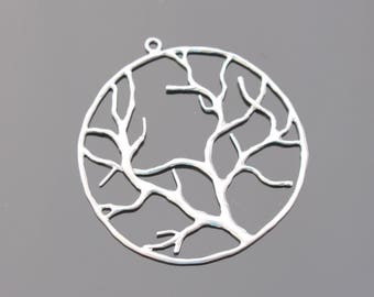 Earring findings, Matte Silver Tarnish resistant tree of life pendant, connector, charm, B56235