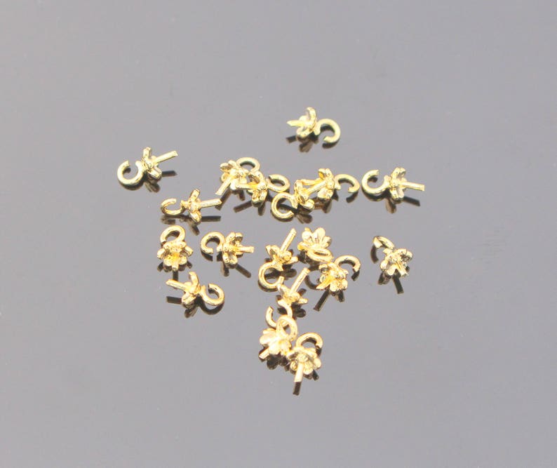 Jewelry Findings Gold Bead Cap With Peg Rounded Stone Etsy