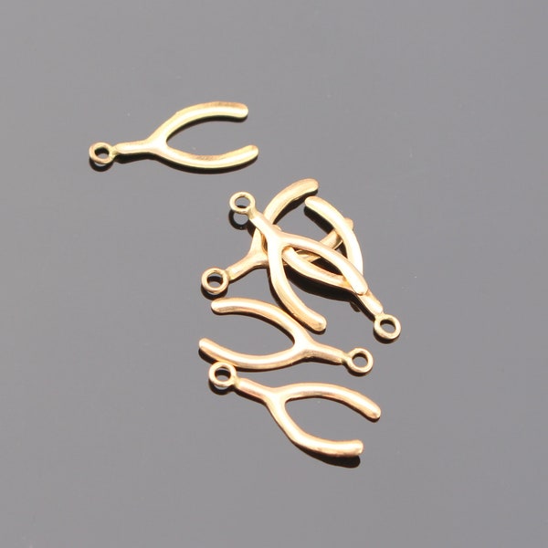 Jewelry Making findings, Gold Filled Delicate Wishbone pendant, connector, charm, 5 pc, HA7184