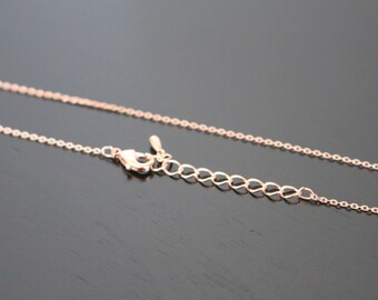 Acabado rosa oro delicada cadena de cobre con longitud ajustable de extensor, resultados de collar, de 15,35 pulgadas completas, 2 pc, J91509