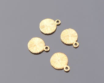 Gold Tarnish Resistant small round blank, Stamping disc, Connectors, Earring Findings, pendants, 2 pc, S5102225