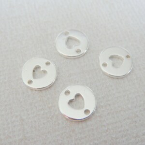 Earring findings, Silver Tarnish resistant small circle heart charm, pendant, connector, 2 pc,  S511835