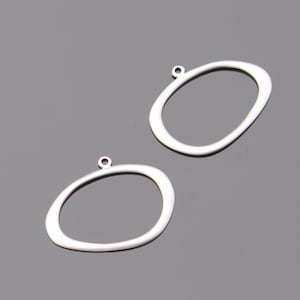 Matte Silver Single Circle Long Connector, Pendants, Charms, Earring Findings, 2 pc S54836