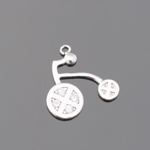 Wholesale Pendants Matte Silver Crystal Zirconium Bicycle Charms/ Pendants/ Connectors, 1 pc