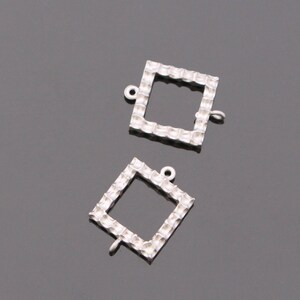 Matte Silver Tarnish resistant square ring drop  pendants, connectors, findings, 2 pc, S612634