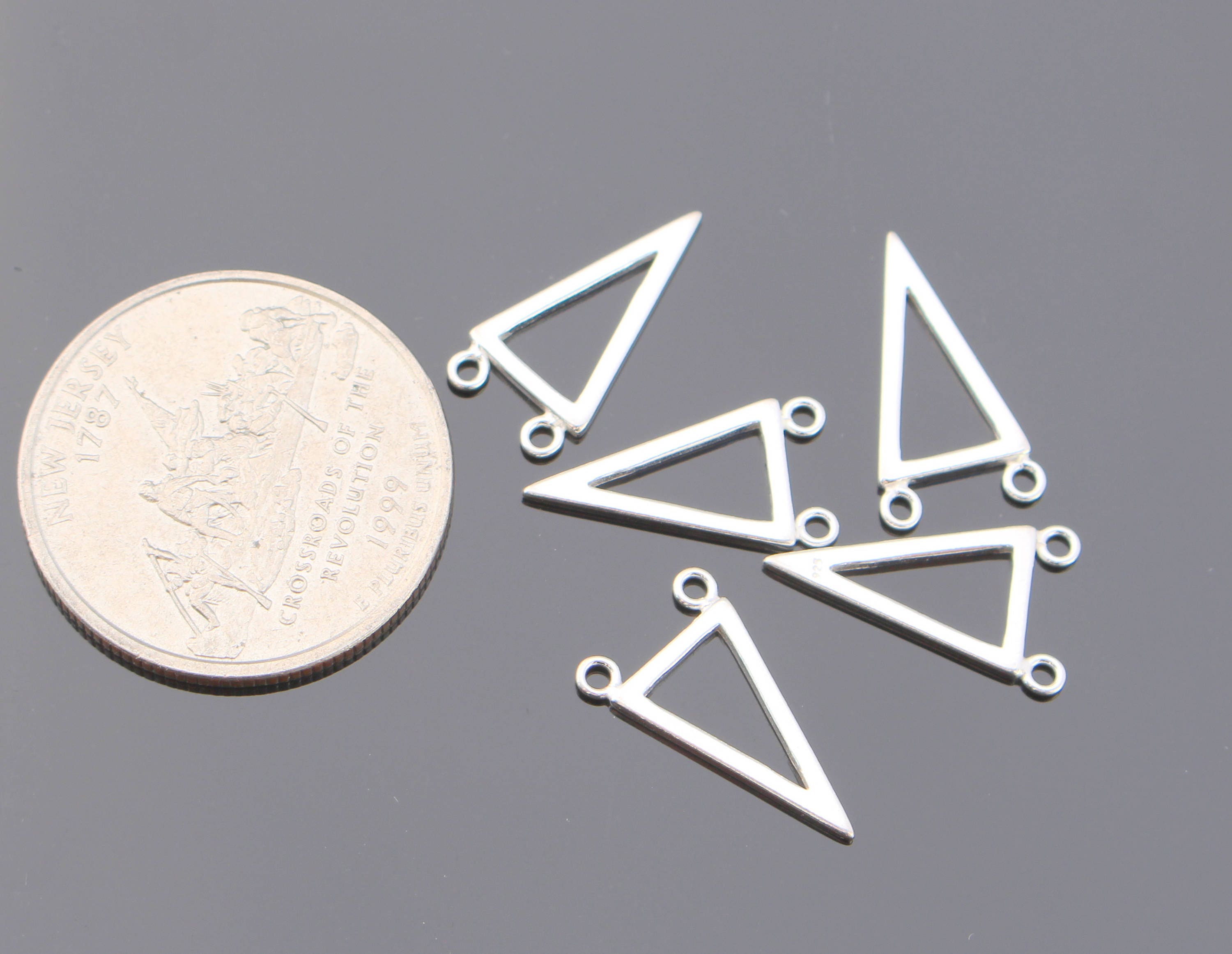 Sterling Silver V Shaped Link Connector, Triangle Charms, Triangle