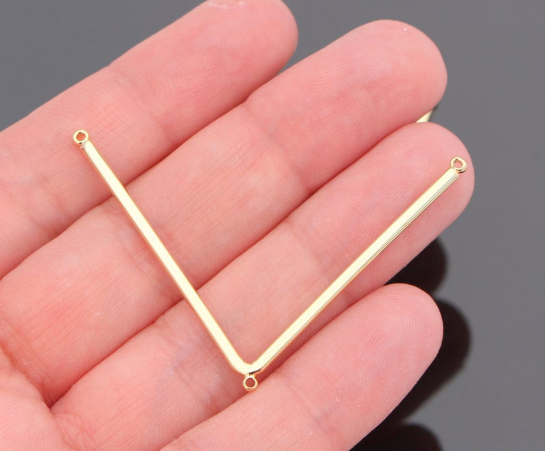 2 pc Triangle Charms Chevron triangle Bead Three Point Gold Large V shaped link connector pendants connectors JK8402