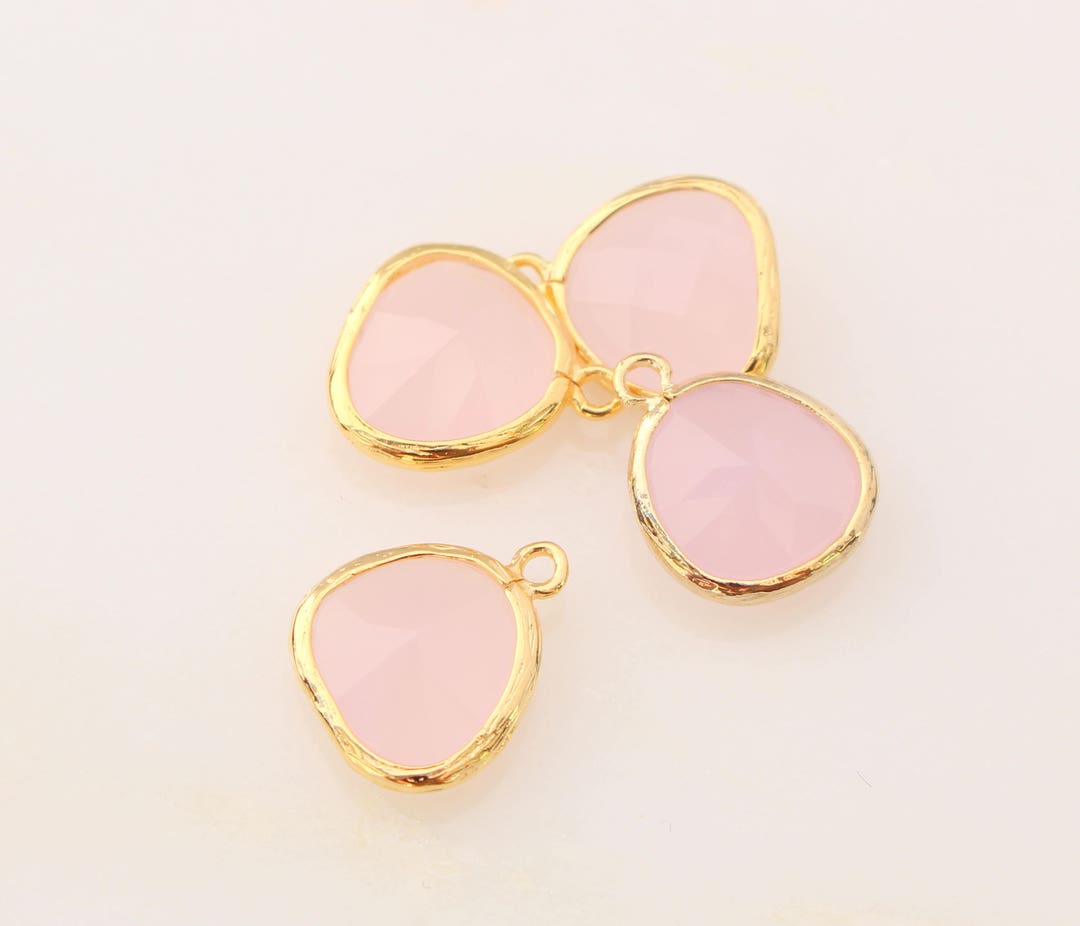 Jewelry Supplies Matte Gold Rhodium Plated Glass Pendant Pink - Etsy