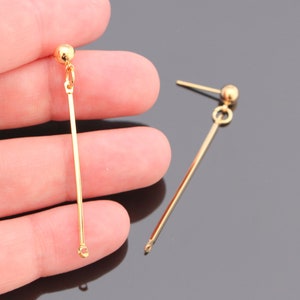 Gold Dünne lange Linked Bar Ohrringe, Vertikale Bar Ohrringe, 2 Stück, S722037