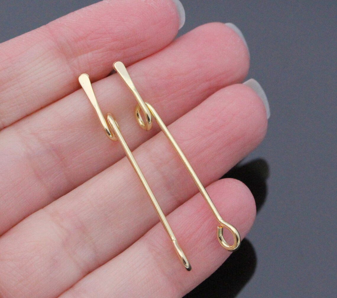 Jewelry Supplies Gold Skinny Long Earwires Long Stick Etsy
