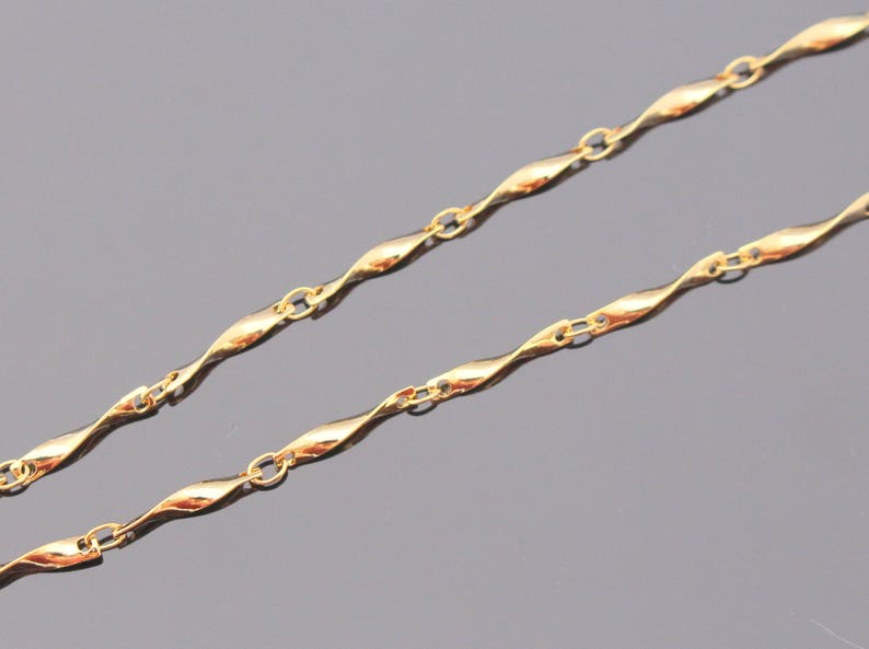 Gold Twisted Curb Bar Chain Loose Twisted Chain Chain by Etsy