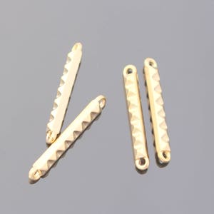 Wholesale Pendants, Diamond Textured Bar Connector, Bar Link, Matte Gold Simple Rope Charm, Minimalistic Connectors, 2 pc, KS71337