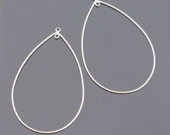 Jewelry findings Matte Silver Tarnish resistant Large Teardrop Plain pendant, connector, charm, B52804
