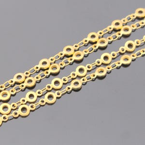 Matte Gold Simple Round Bead Chain Loose Chain, Chain by foot, Station Chain, High Quality Chain, Chain with Cross Charms, 50 cm, U514088